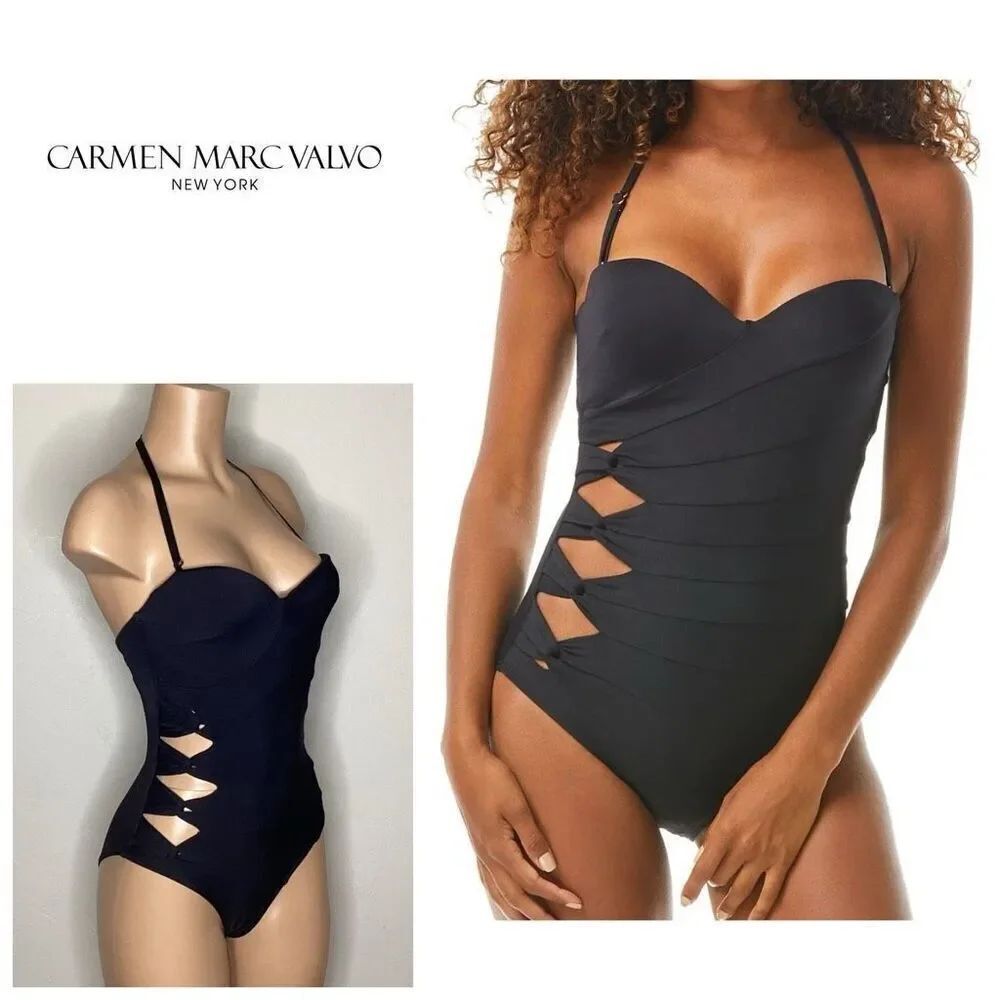 New. Carmen Marc Valvo black swimsuit. XS/4 Retails $138